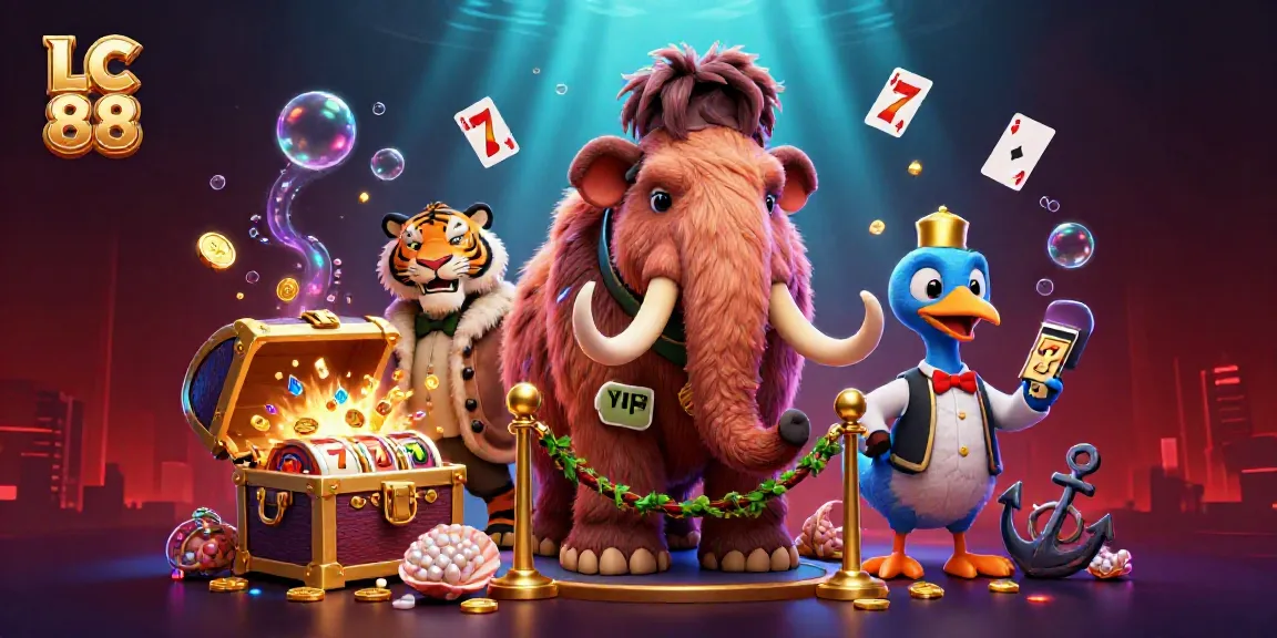 LC 88 showcases colorful slot reels exploding with treasures in a vibrant 3D casino setting.