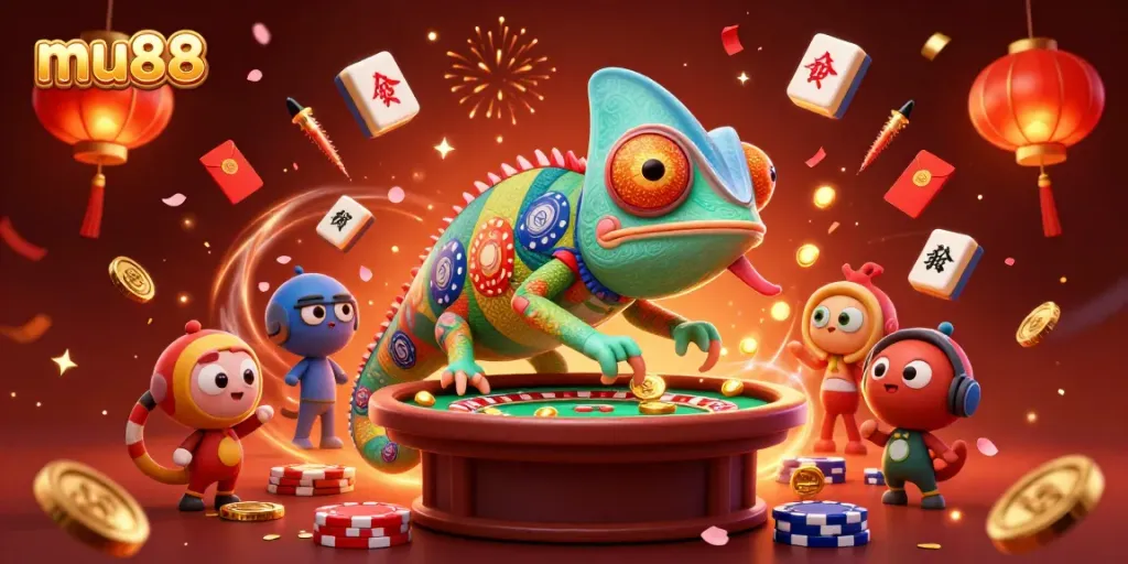Experience thrills at MU88 with vibrant casino illustrations showcasing games and excitement.