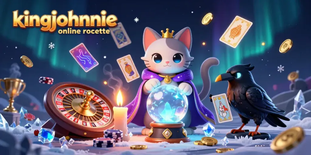 Experience kingjohnnie online roulette with a mystical cat, raven, and vibrant casino elements.